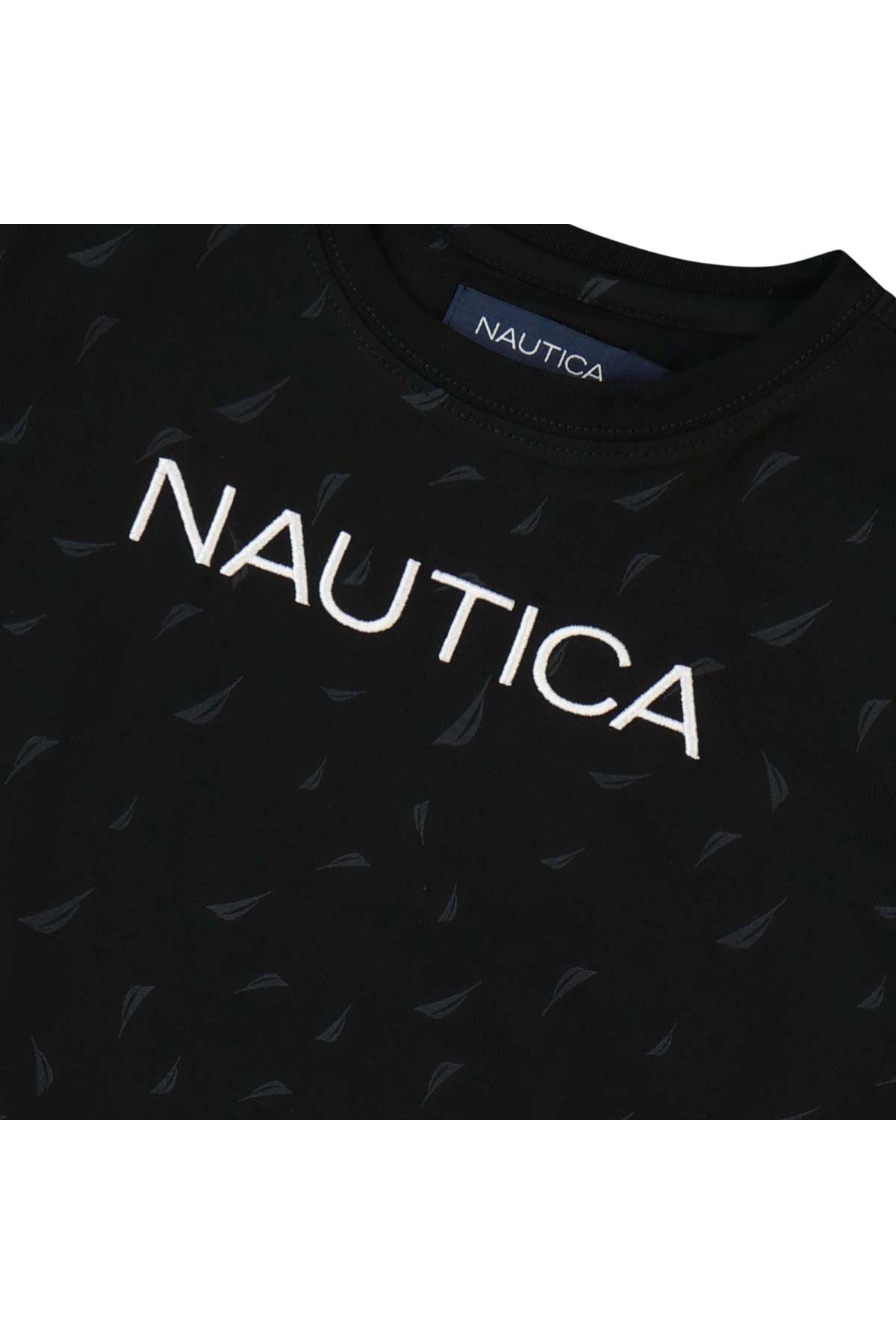חולצת טישירט NAUTICA לוגו מותג באמצע לילדים BLACK / 2Y