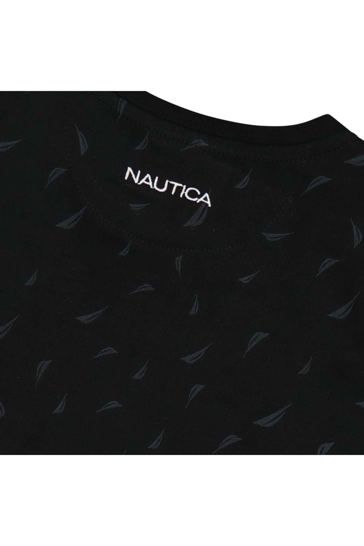 חולצת טישירט NAUTICA לוגו מותג באמצע לילדים BLACK / 2Y