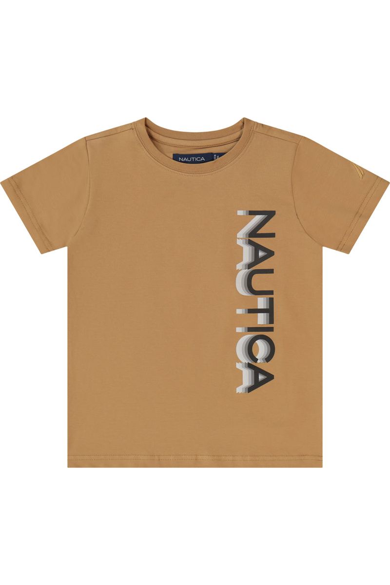 חולצת טישירט NAUTICA לוגו מותג בצד לילדים BROWN / 2Y