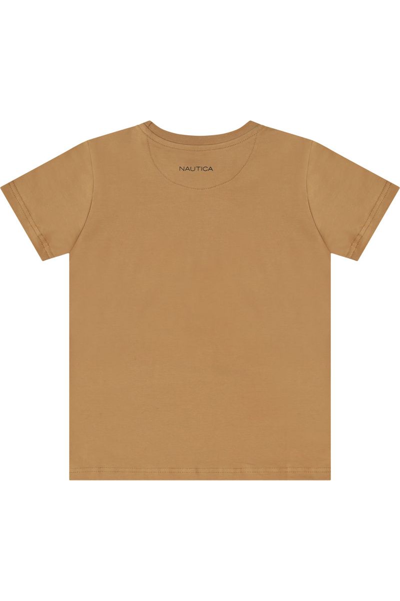 חולצת טישירט NAUTICA לוגו מותג בצד לילדים BROWN / 2Y