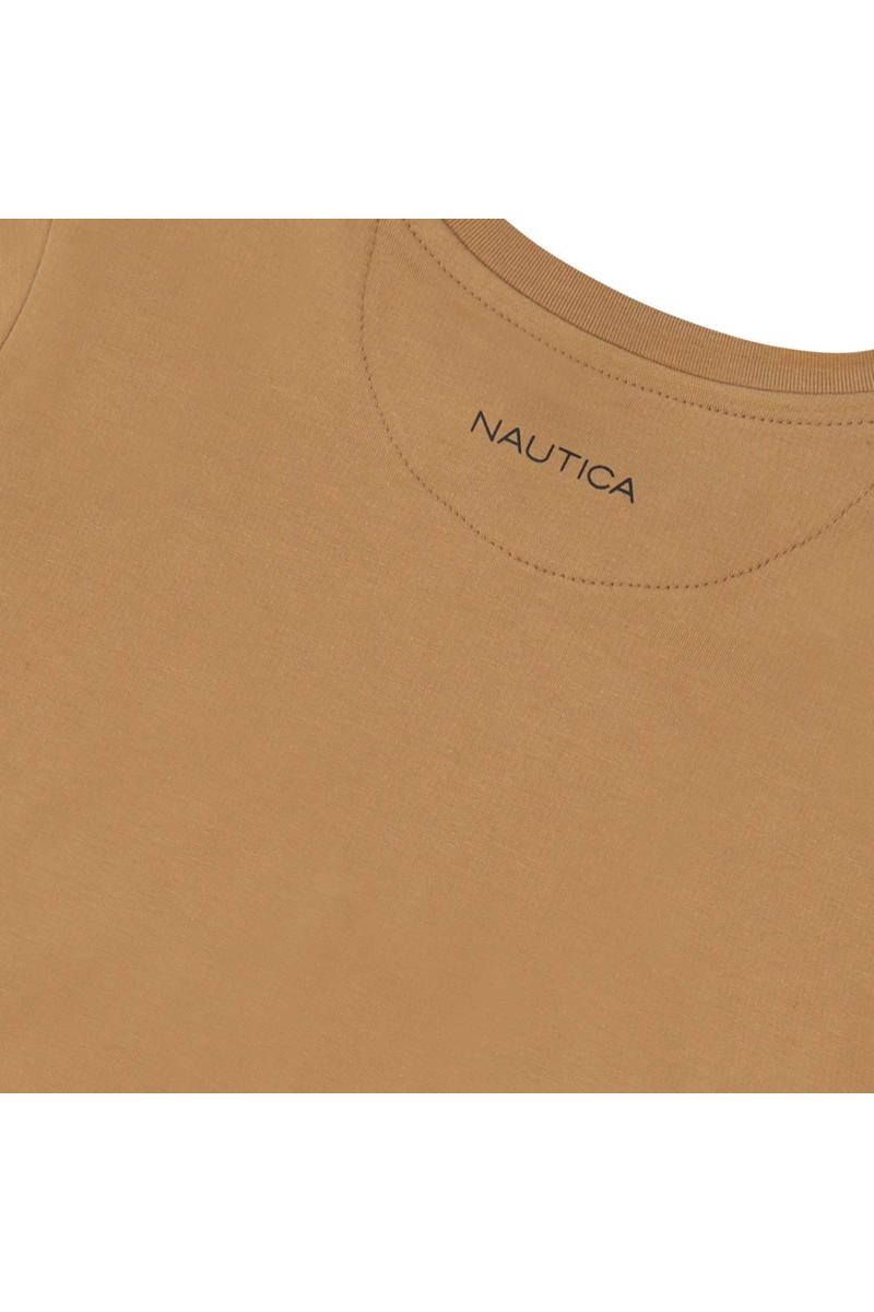 חולצת טישירט NAUTICA לוגו מותג בצד לילדים BROWN / 2Y
