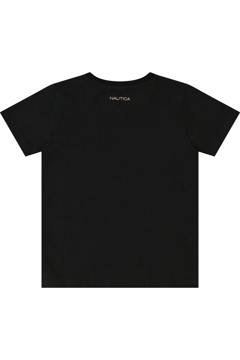 חולצת טישירט NAUTICA לוגו מותג בצד לילדים BLACK / 2Y