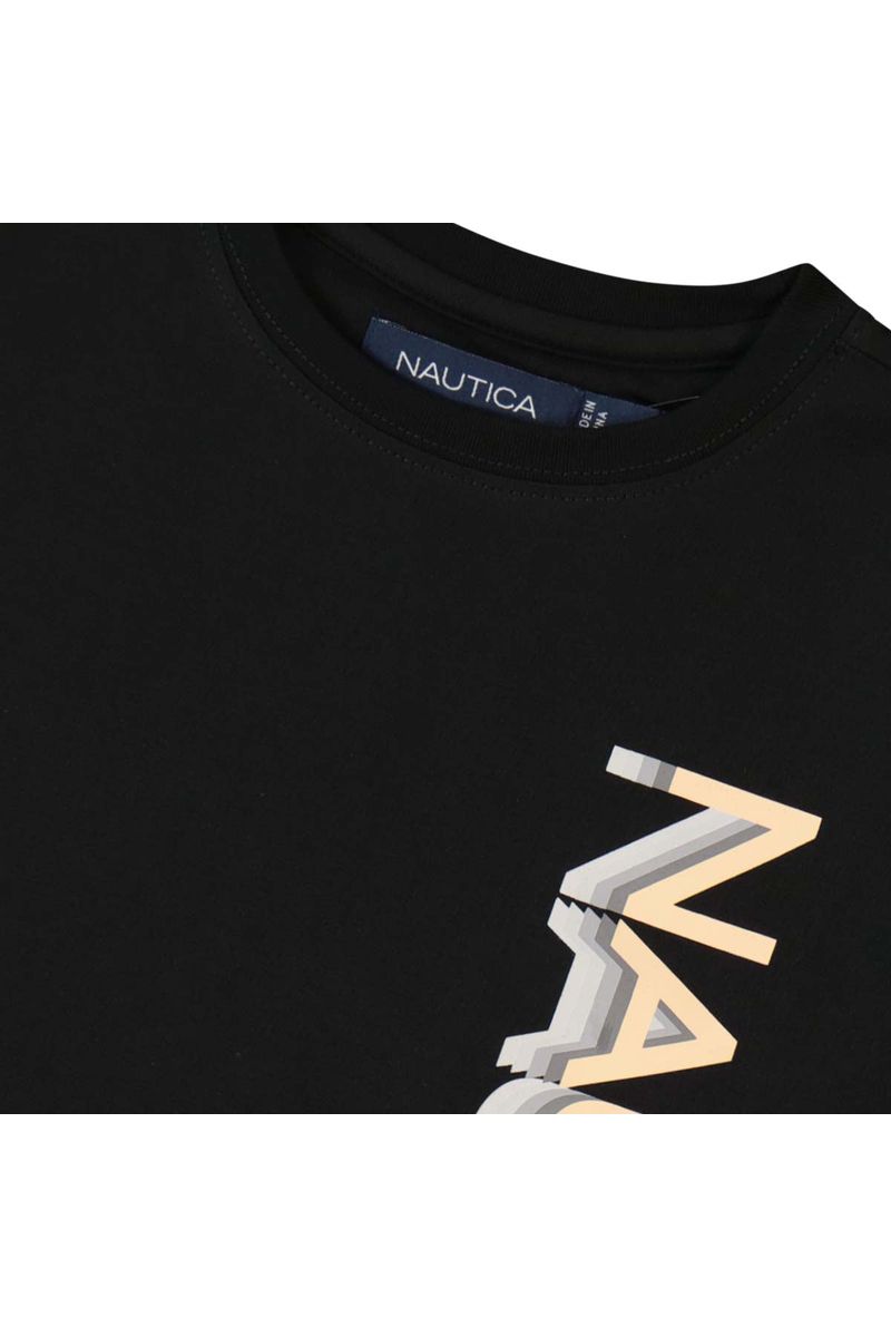 חולצת טישירט NAUTICA לוגו מותג בצד לילדים BLACK / 2Y