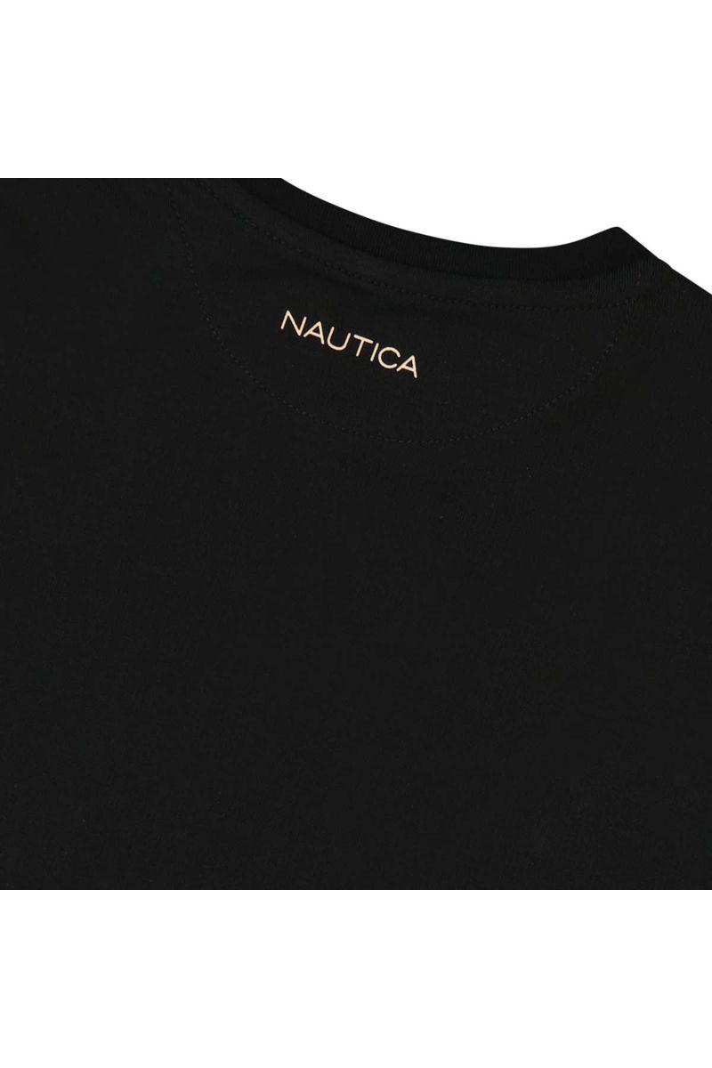 חולצת טישירט NAUTICA לוגו מותג בצד לילדים BLACK / 2Y