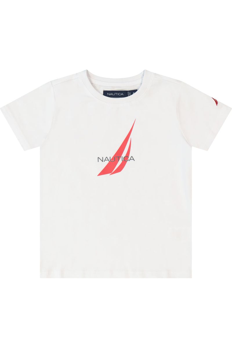חולצת טישירט NAUTICA הדפס באמצע לילדים WHITE / 2Y