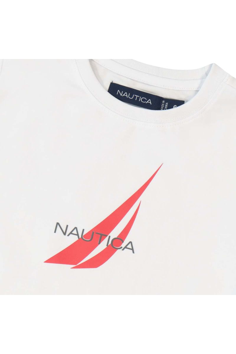 חולצת טישירט NAUTICA הדפס באמצע לילדים WHITE / 2Y