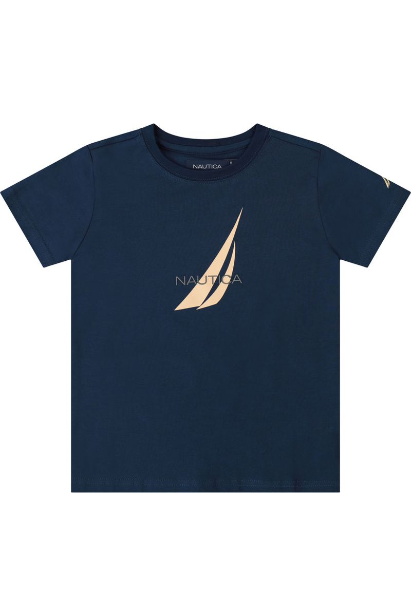 חולצת טישירט NAUTICA הדפס באמצע לילדים BLUE / 2Y