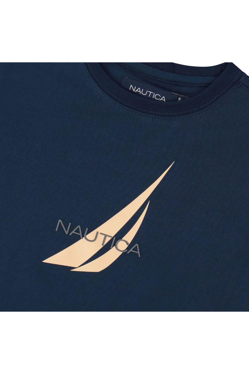 חולצת טישירט NAUTICA הדפס באמצע לילדים BLUE / 2Y