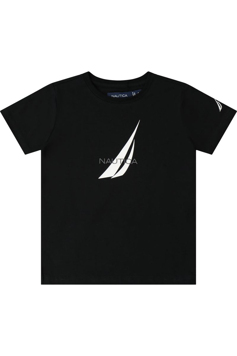 חולצת טישירט NAUTICA הדפס באמצע לילדים BLACK / 2Y