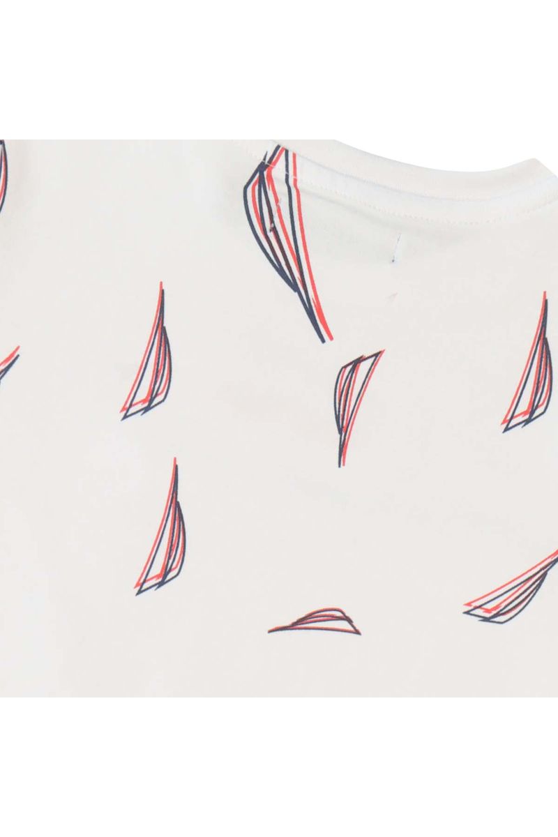 חולצת טישירט NAUTICA הדפס לוגו מלא לילדים WHITE / 2Y