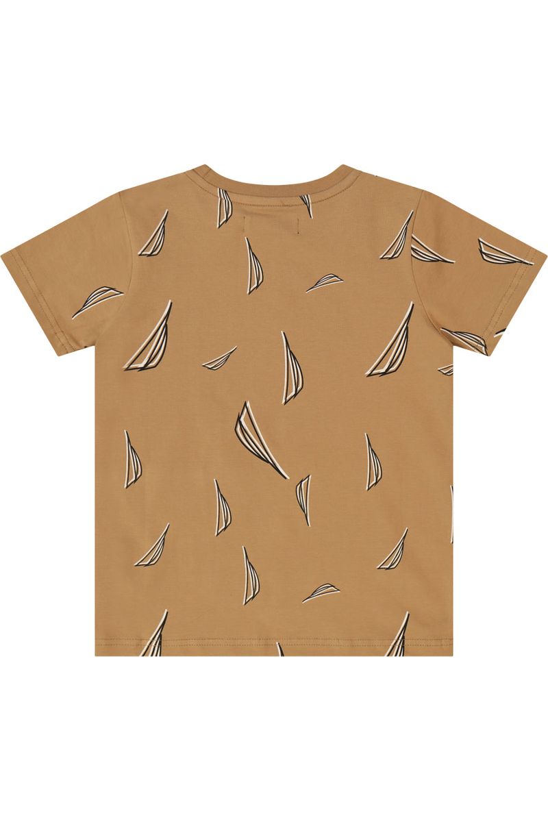 חולצת טישירט NAUTICA הדפס לוגו מלא לילדים BROWN / 2Y