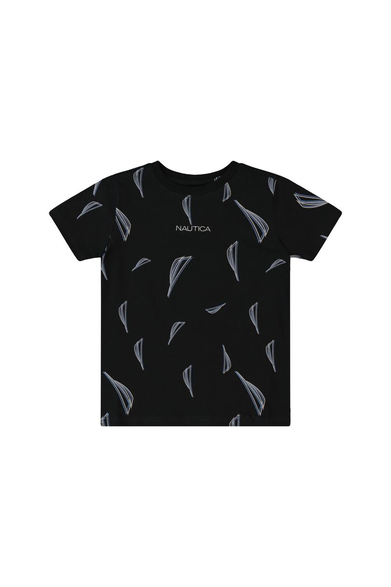 חולצת טישירט NAUTICA הדפס לוגו מלא לילדים BLACK / 2Y