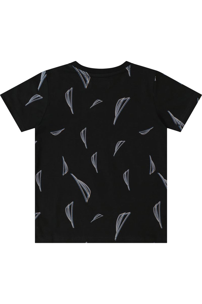 חולצת טישירט NAUTICA הדפס לוגו מלא לילדים BLACK / 2Y