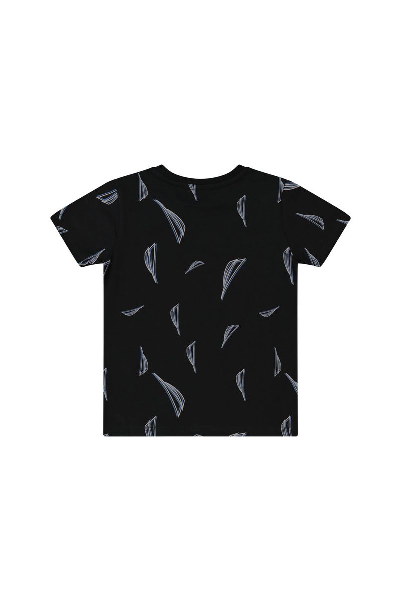 חולצת טישירט NAUTICA הדפס לוגו מלא לילדים BLACK / 2Y