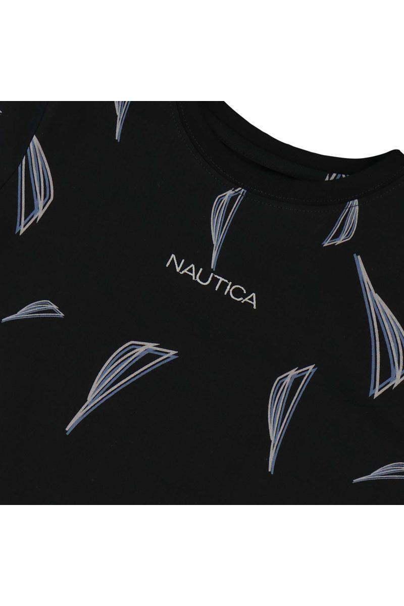 חולצת טישירט NAUTICA הדפס לוגו מלא לילדים BLACK / 2Y