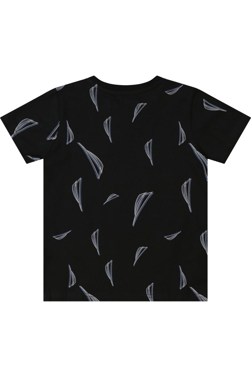 חולצת טישירט NAUTICA הדפס לוגו מלא לילדים BLACK / 2Y