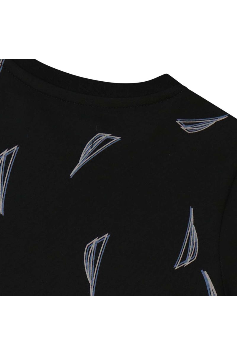 חולצת טישירט NAUTICA הדפס לוגו מלא לילדים BLACK / 2Y