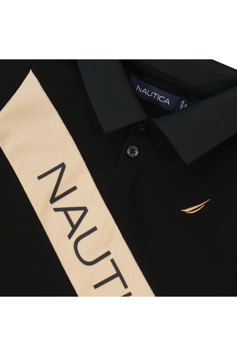 חולצת צווארון NAUTICA הדפס לוגו לילדים BLACK / 2Y