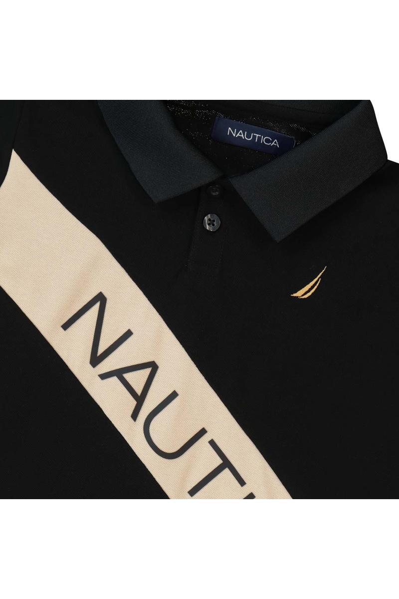 חולצת צווארון NAUTICA הדפס לוגו לילדים BLACK / 2Y