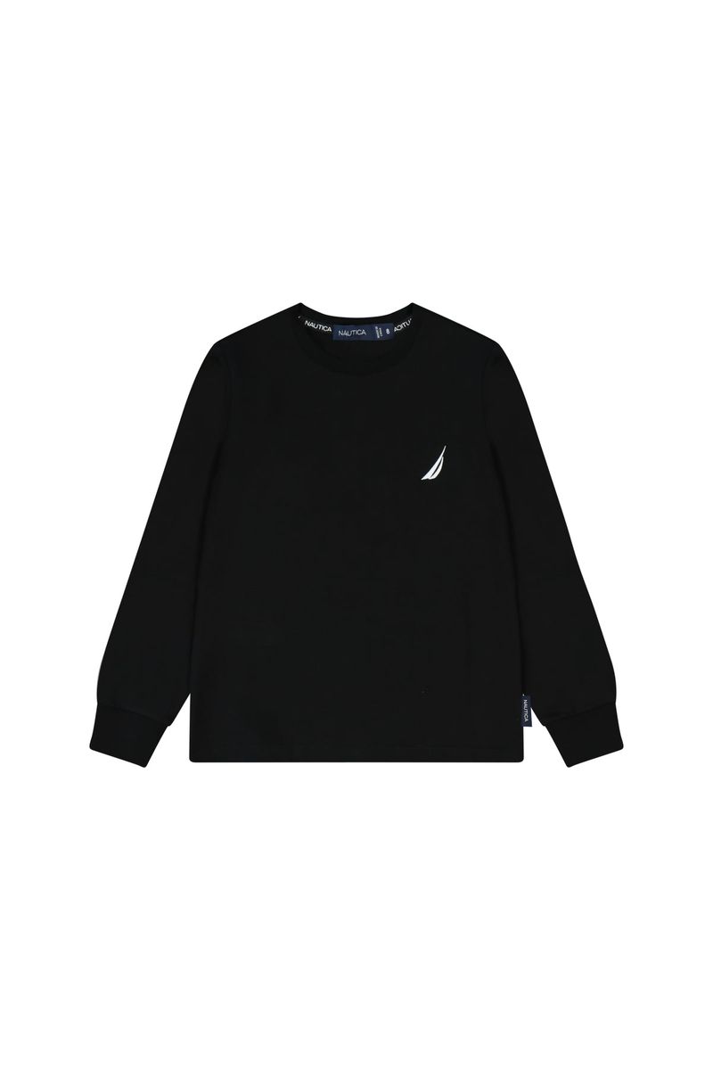 חולצת טישירט NAUTICA לוגו מותג בצד לילדים WHITE / 2Y