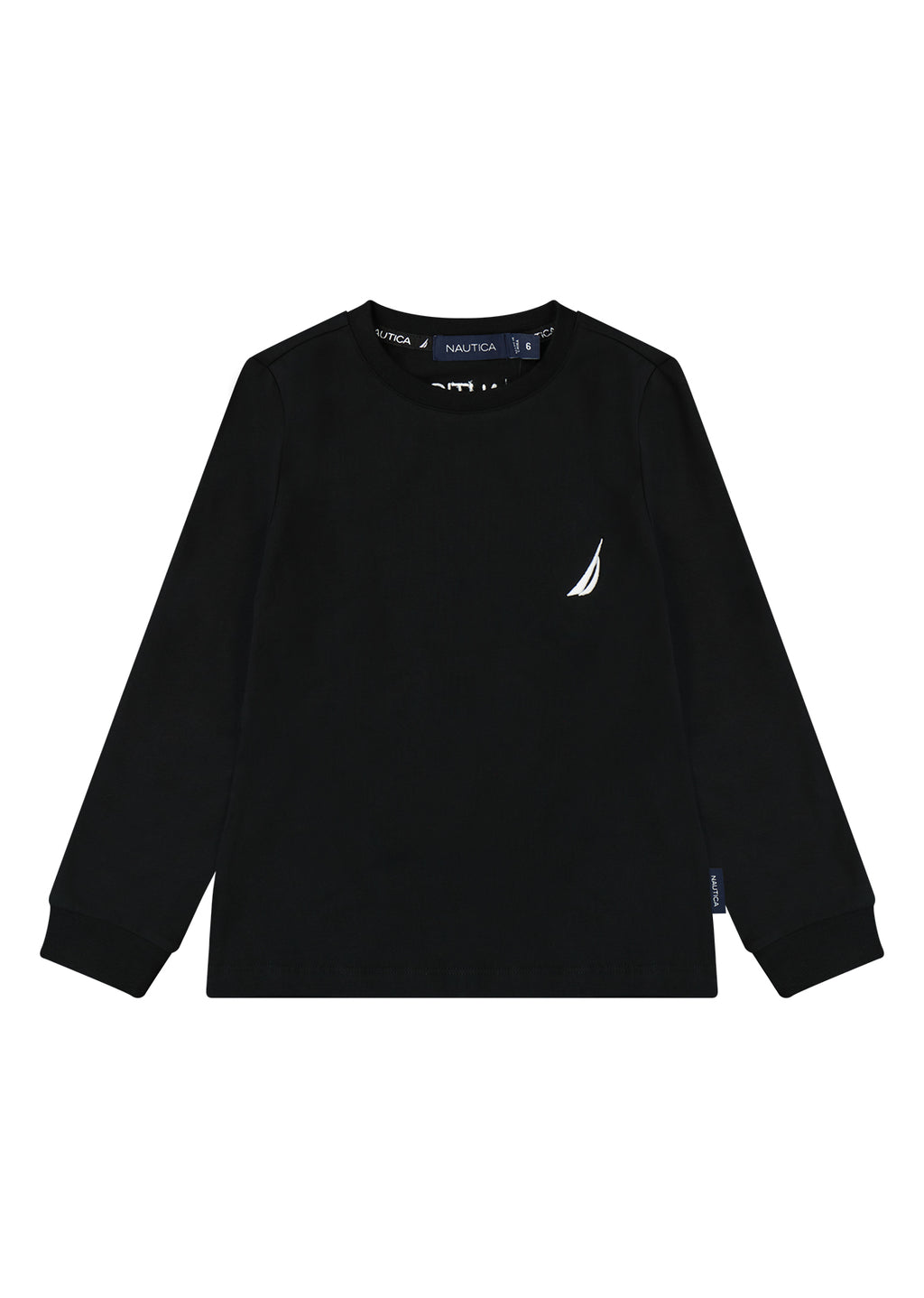 חולצת טישירט NAUTICA לוגו מותג בצד לילדים WHITE / 2Y