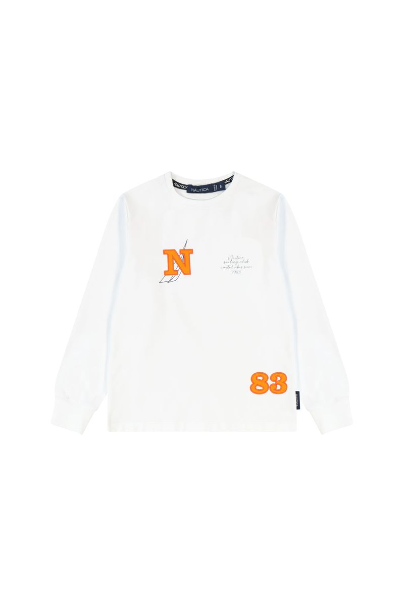 חולצת טישירט NAUTICA לוג N -83 לילדים WHITE / 2Y