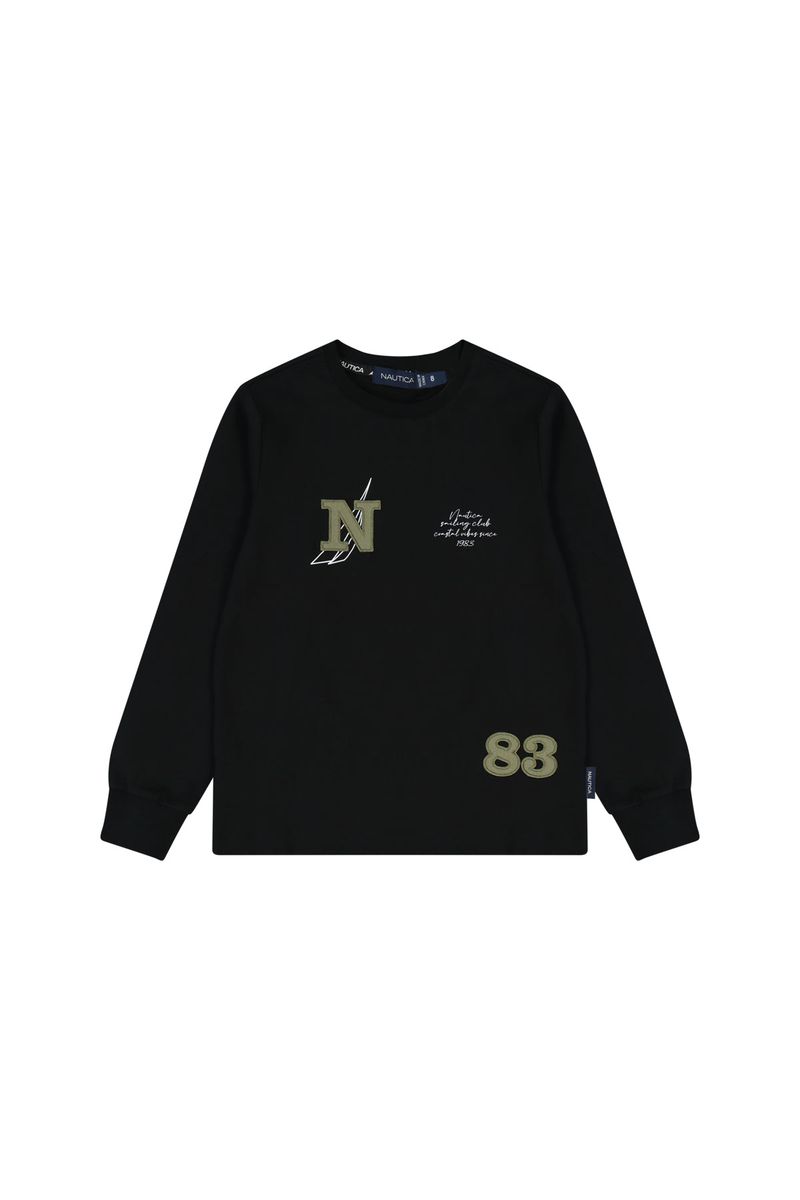 חולצת טישירט NAUTICA לוג N -83 לילדים BLACK / 2Y