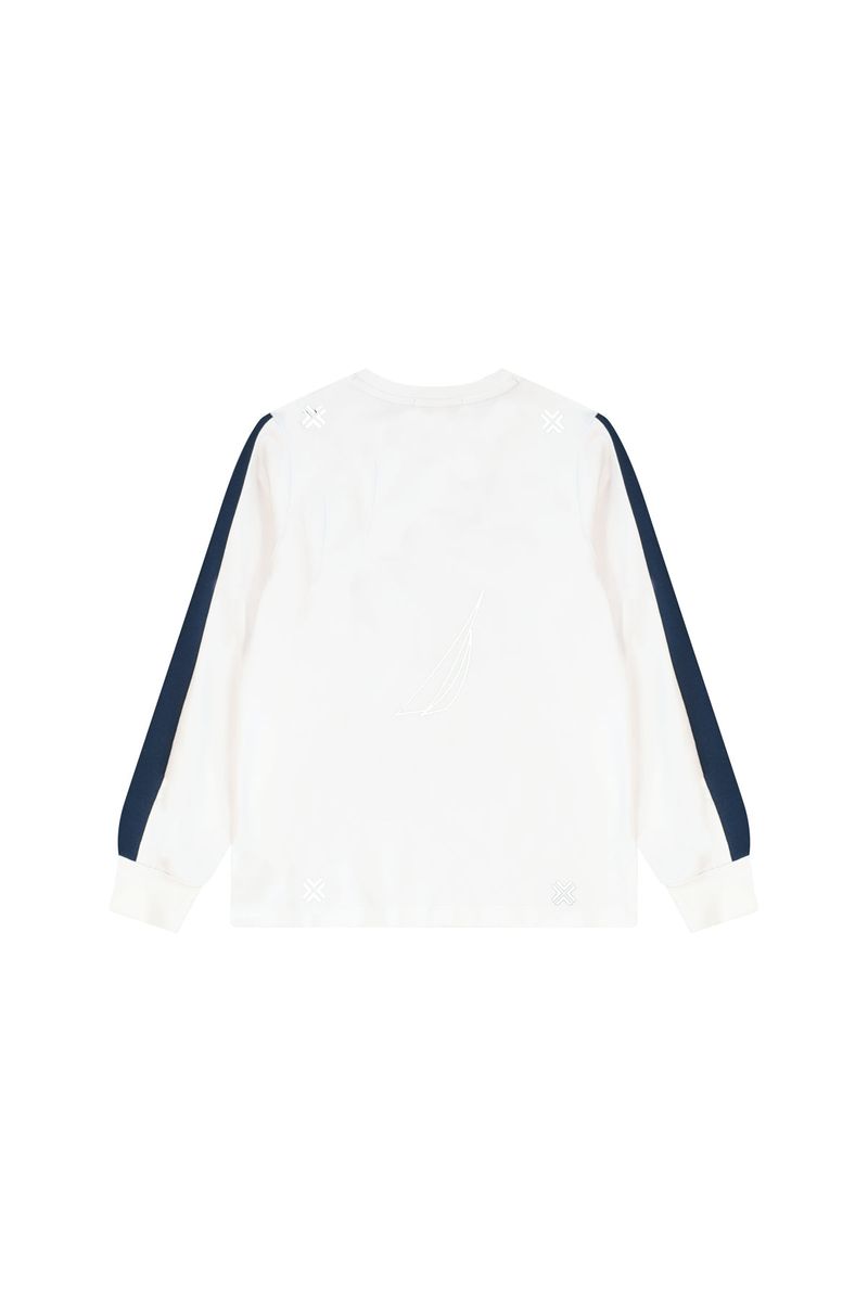 חולצת טישירט NAUTICA פס בשרוול לילדים WHITE / 2Y