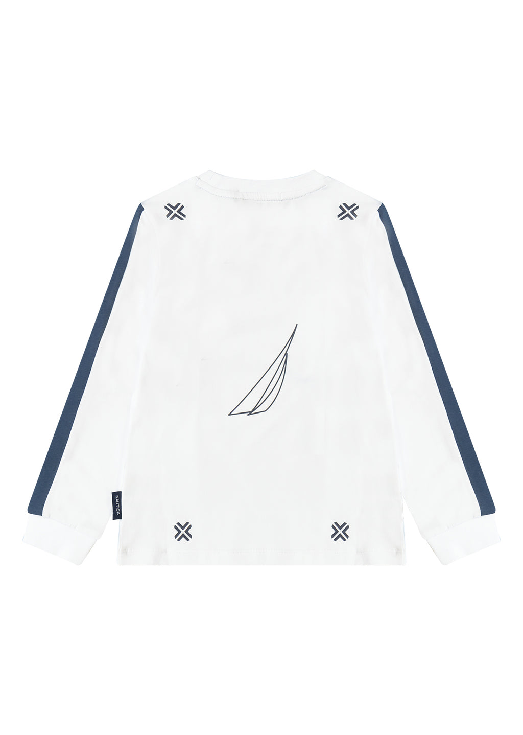 חולצת טישירט NAUTICA פס בשרוול לילדים WHITE / 2Y