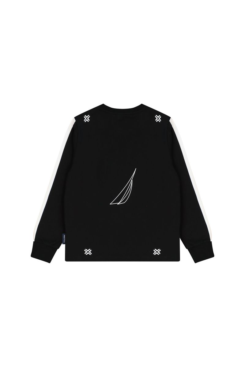 חולצת טישירט NAUTICA פס בשרוול לילדים BLACK / 2Y