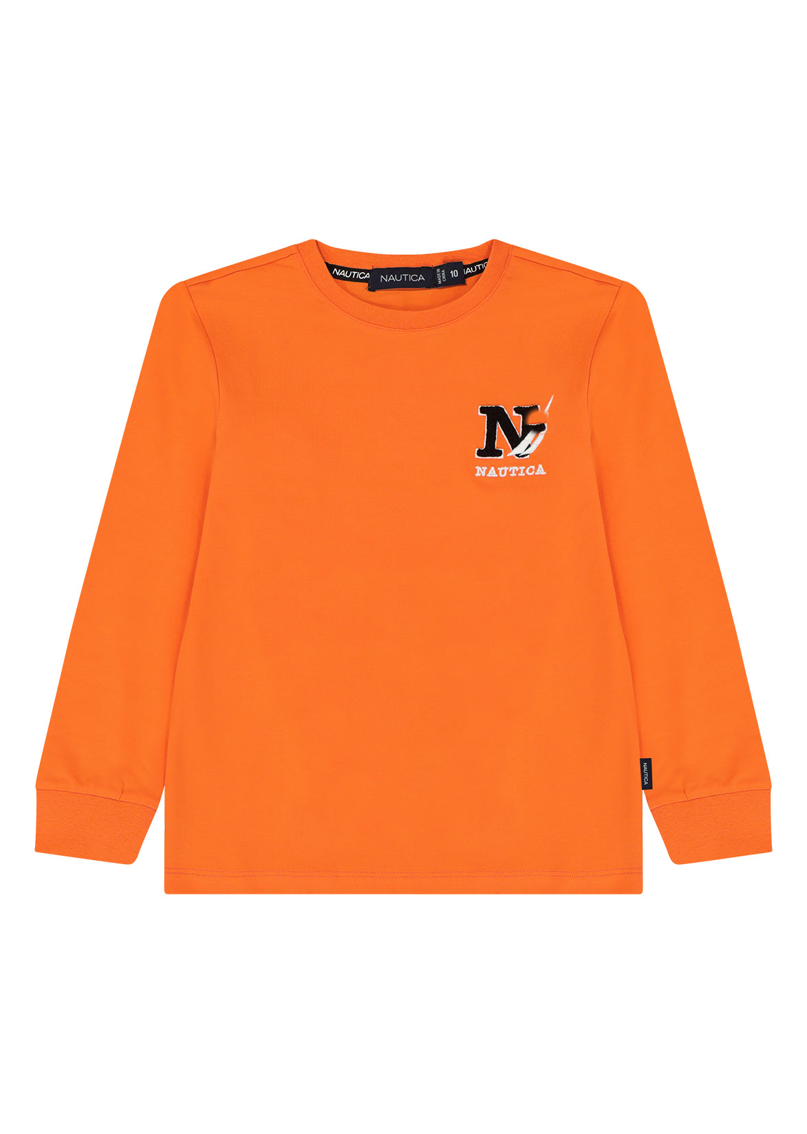חולצת טישירט NAUTICA פאץ' N בחזה והדפס גרפי רחב גב לילדים Orange / 2Y