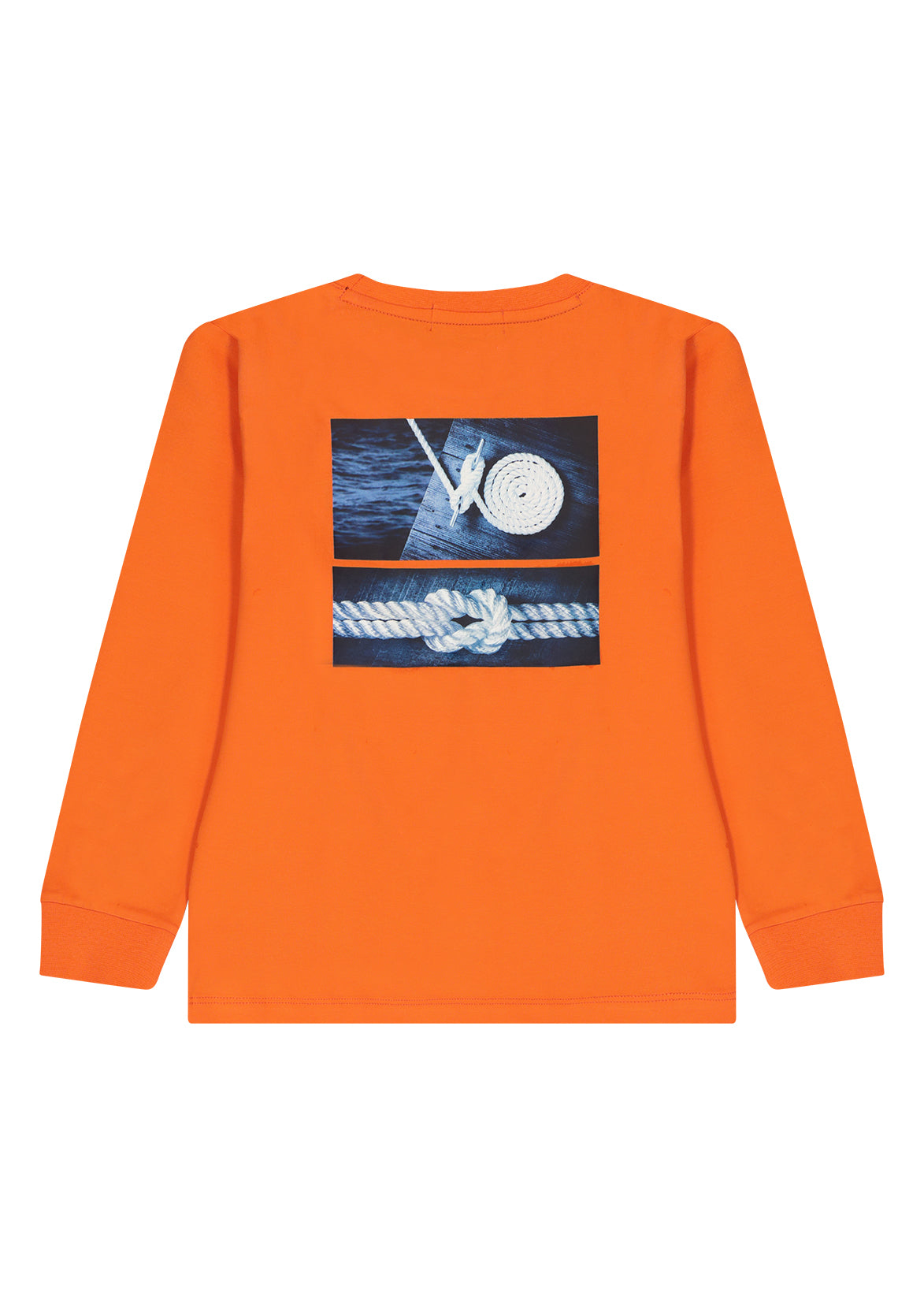 חולצת טישירט NAUTICA פאץ' N בחזה והדפס גרפי רחב גב לילדים Orange / 2Y
