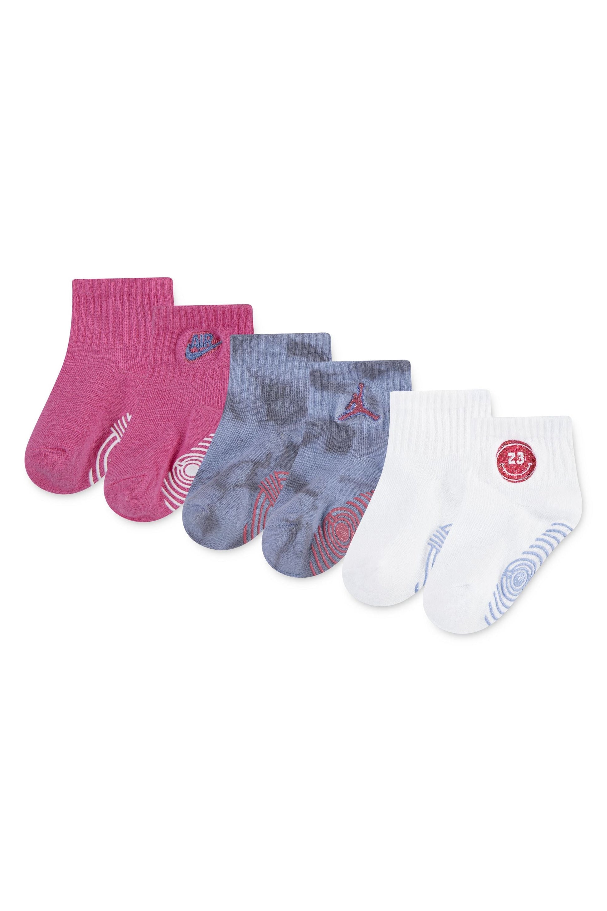 שלישיית גרביים JORDEN עם דוגמאות ולוגו רקום לתינוקות Pink / 12-24M