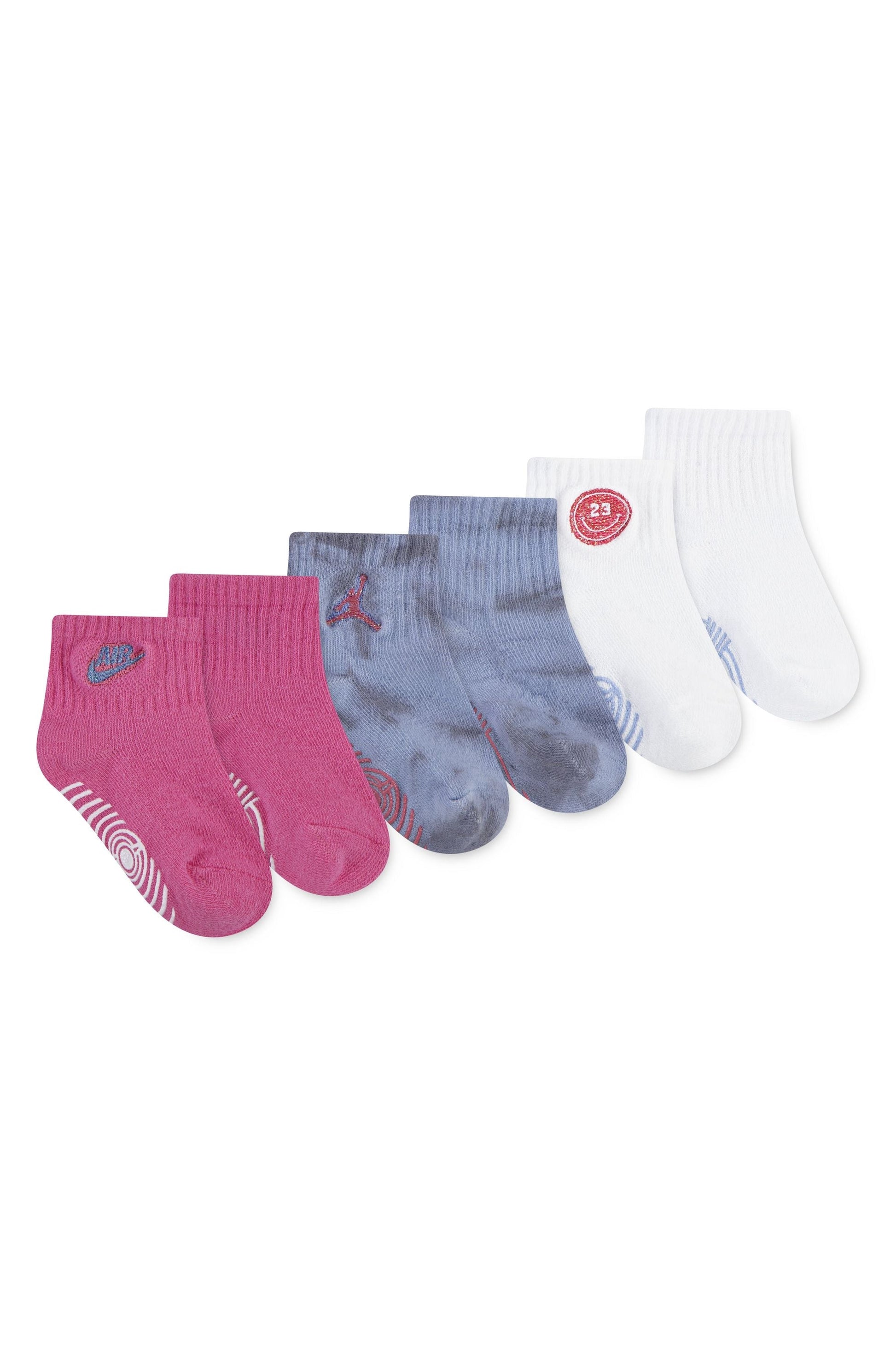 שלישיית גרביים JORDEN עם דוגמאות ולוגו רקום לתינוקות Pink / 12-24M