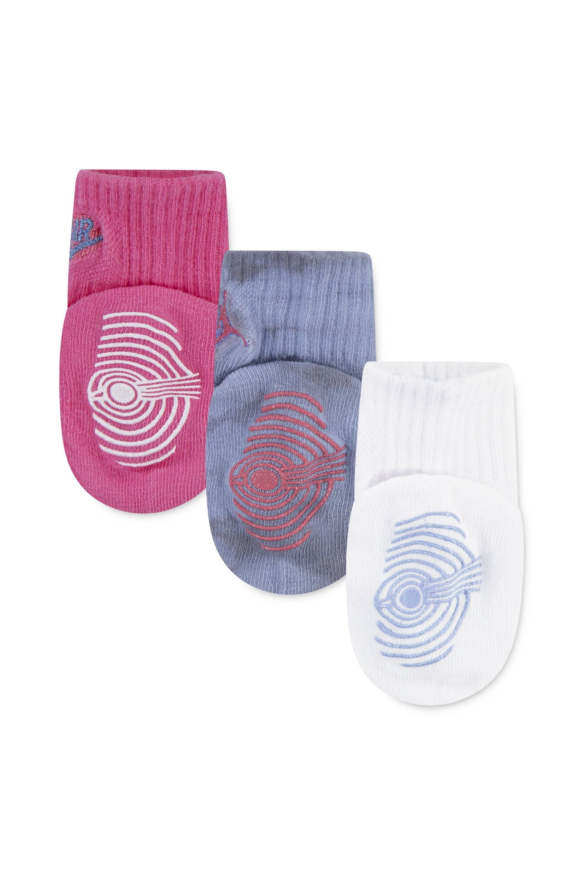 שלישיית גרביים JORDEN עם דוגמאות ולוגו רקום לתינוקות Pink / 12-24M