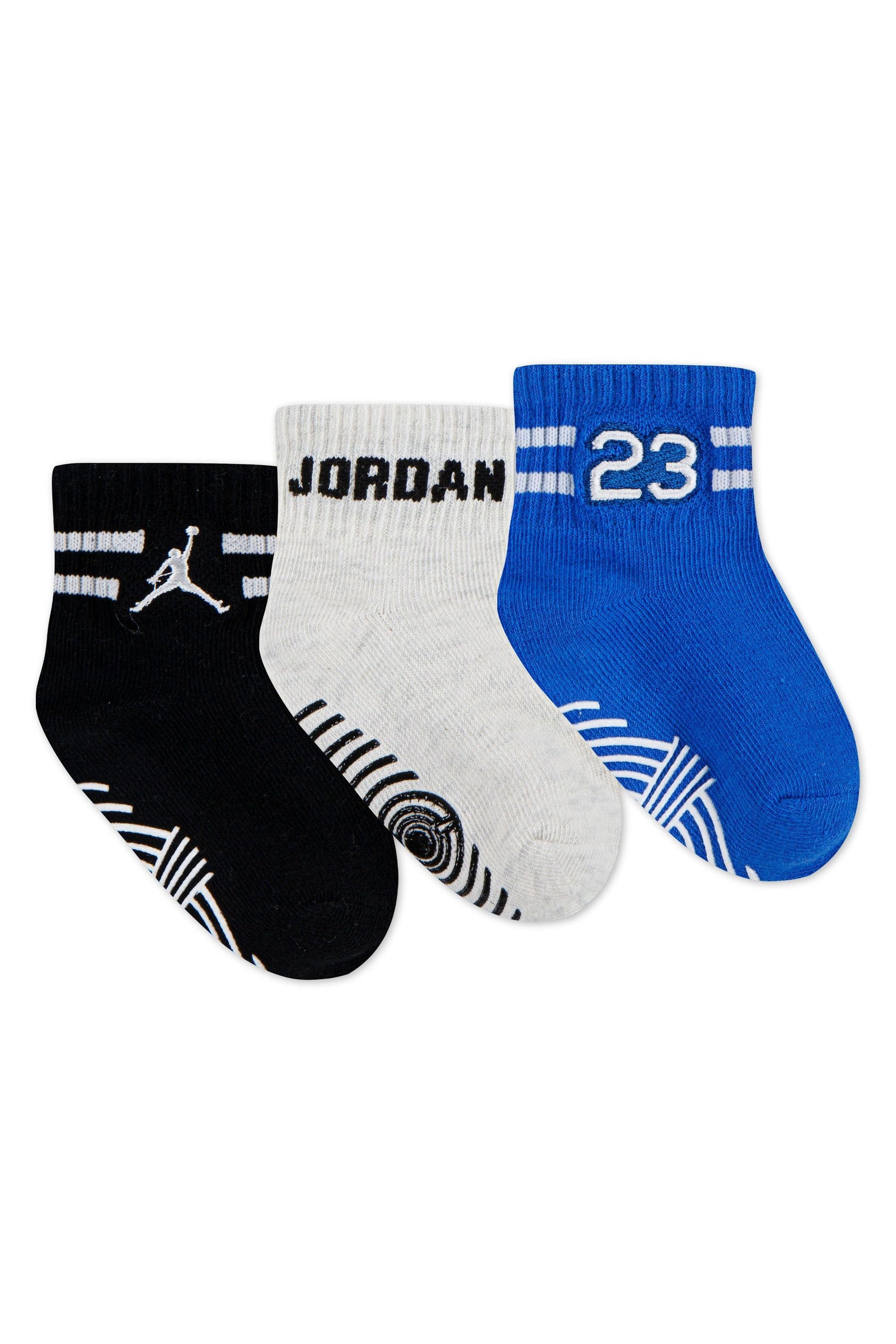 שלישיית גרביים JORDEN עם דוגמאות ולוגו רקום לתינוקות BLACK / 12-24M