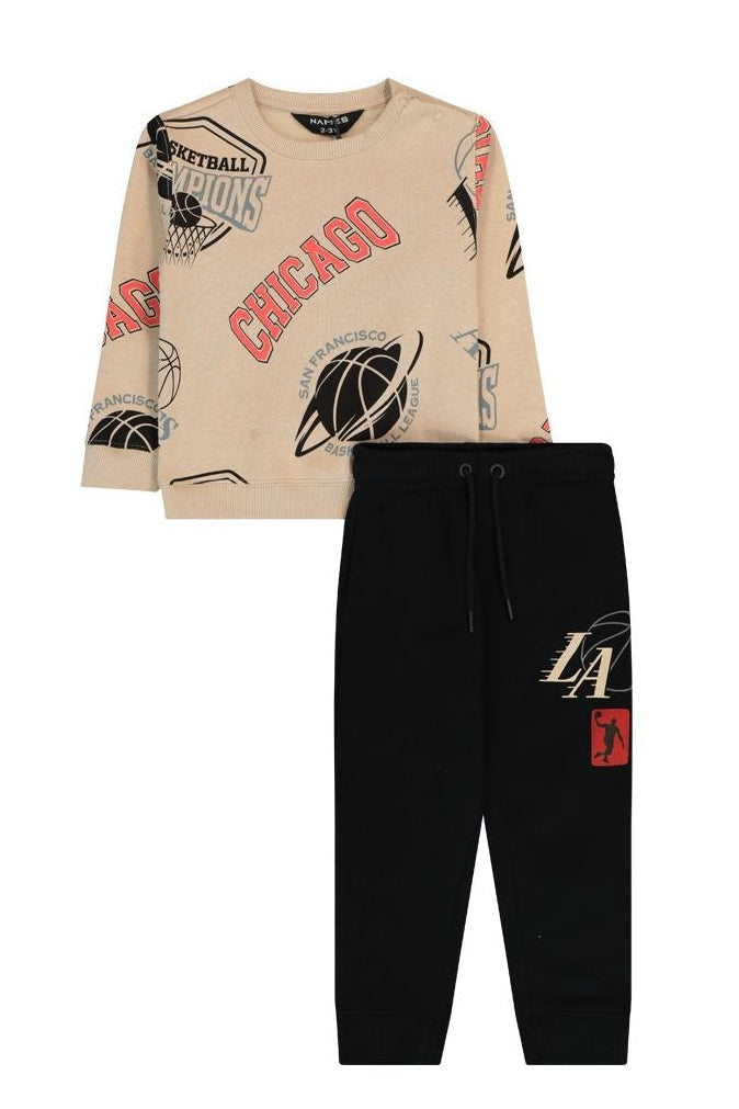 חליפת טרנינג CHAMPIONS NAMES לתינוקות BEIGE / 3-6M