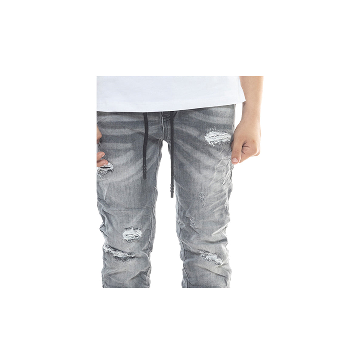 ג'ינס קרעים עם שרוכים ORO בנים
