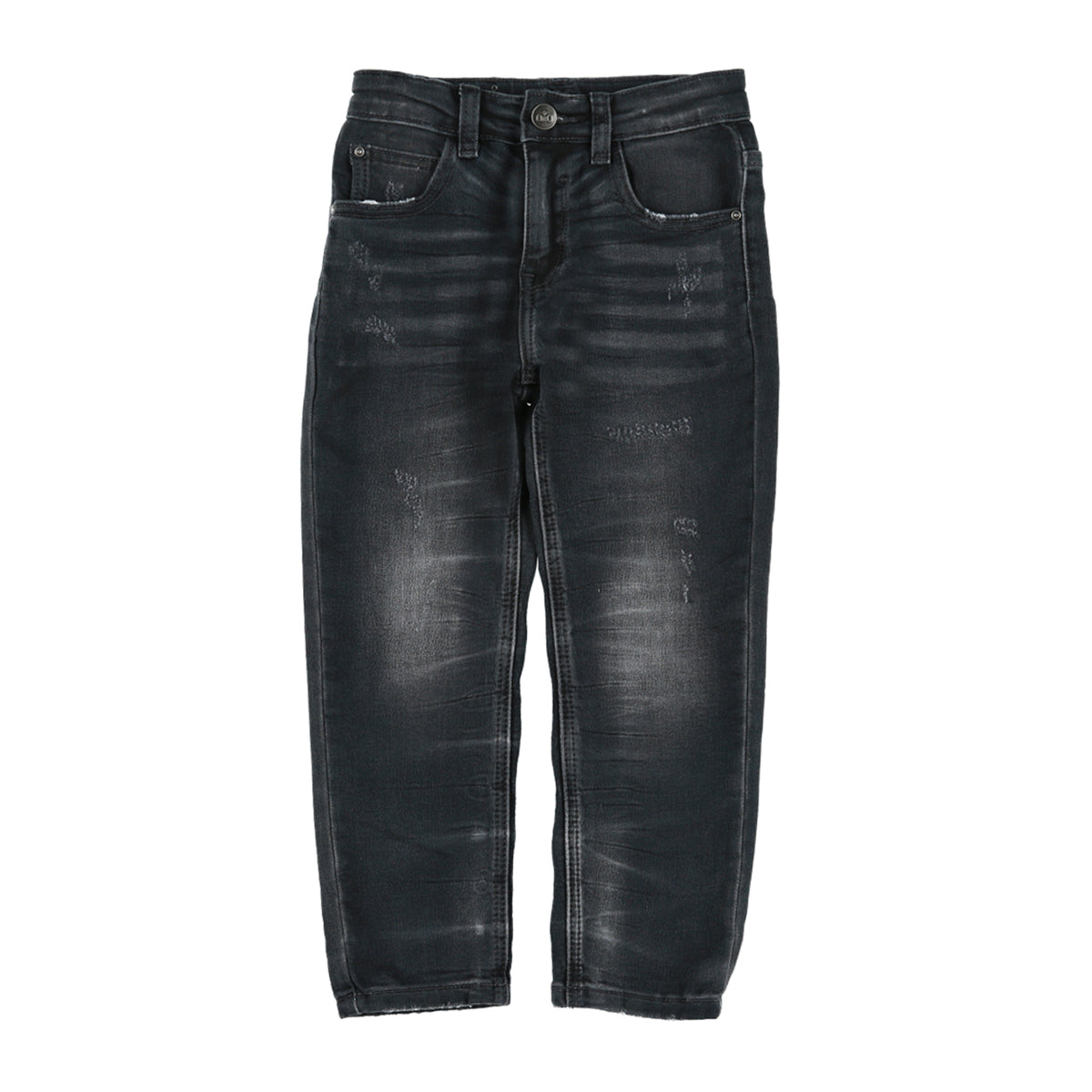 מכנסי ג'ינס קצר משופשפים עם קרעים ושרוכים ORO בנים
