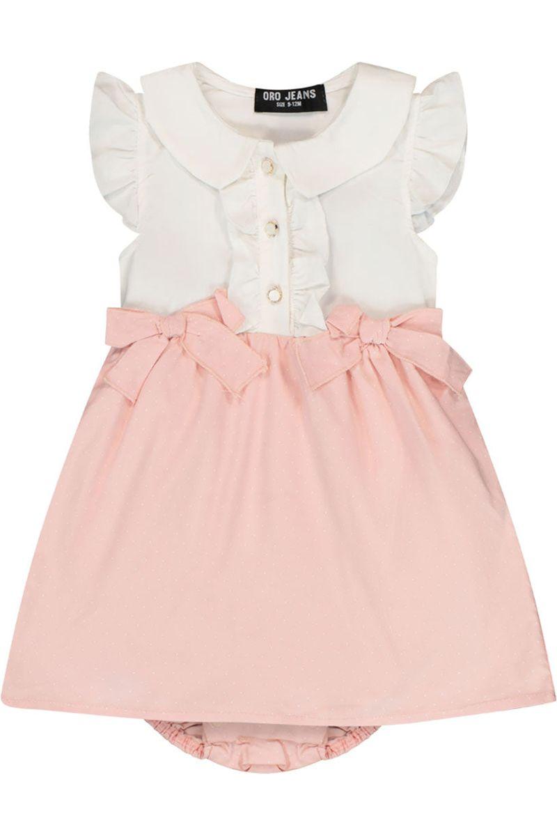 שמלת צווארון ORO קשירות מקדימה לתינוקות