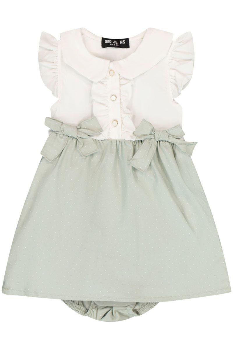 שמלת צווארון ORO קשירות מקדימה לתינוקות