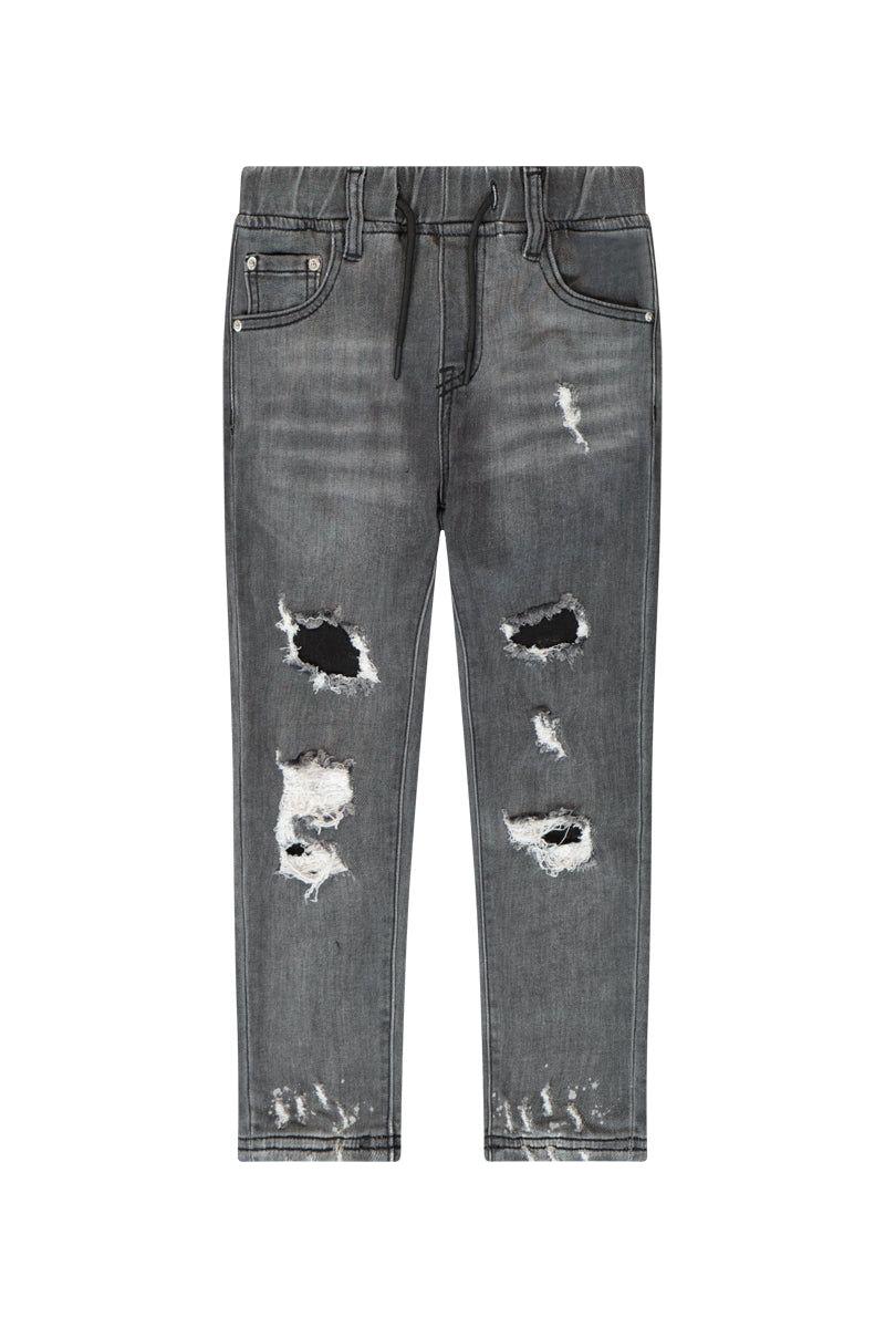 מכנסי ג'ינס ORO גומי במותן לילדים Black / 4Y