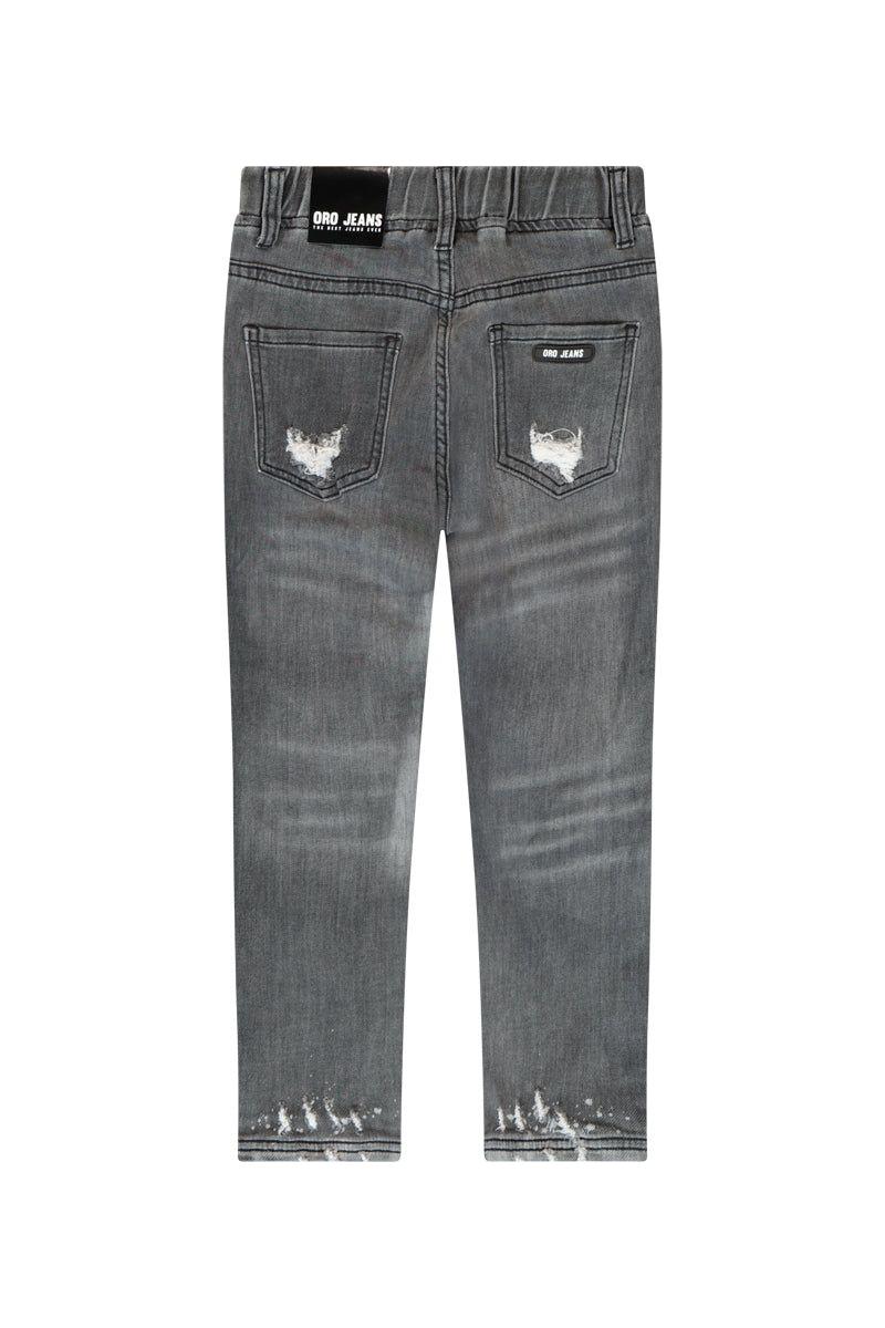 מכנסי ג'ינס ORO גומי במותן לילדים Black / 4Y