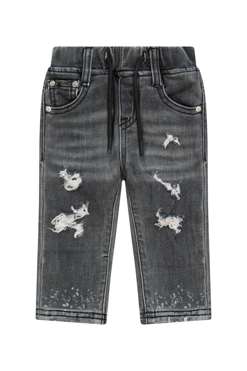 מכנסי ג'ינס ORO גומי במותן לתינוקות Black / 3-6M