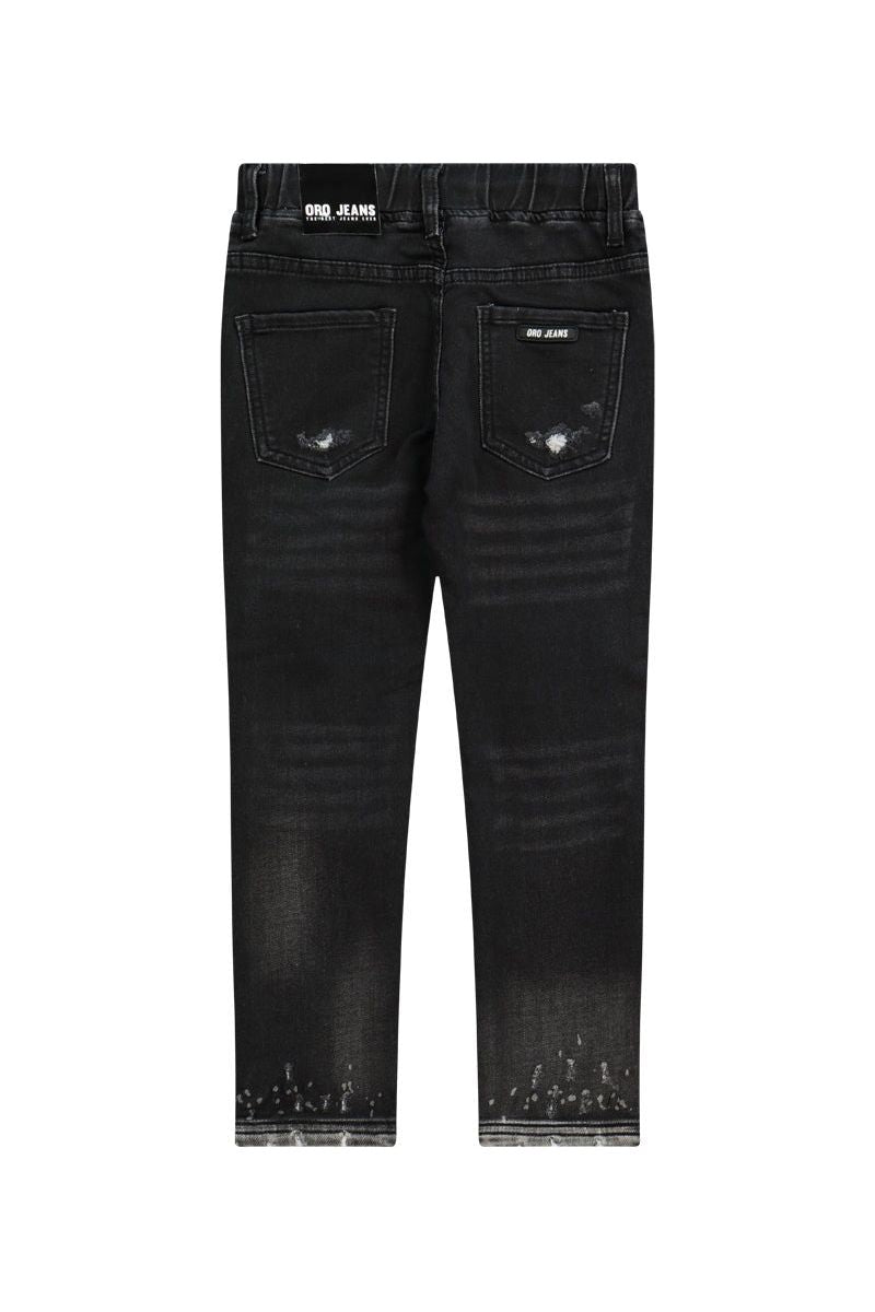 מכנסי ג'ינס ORO גומי במותן לתינוקות Black / 3-6M