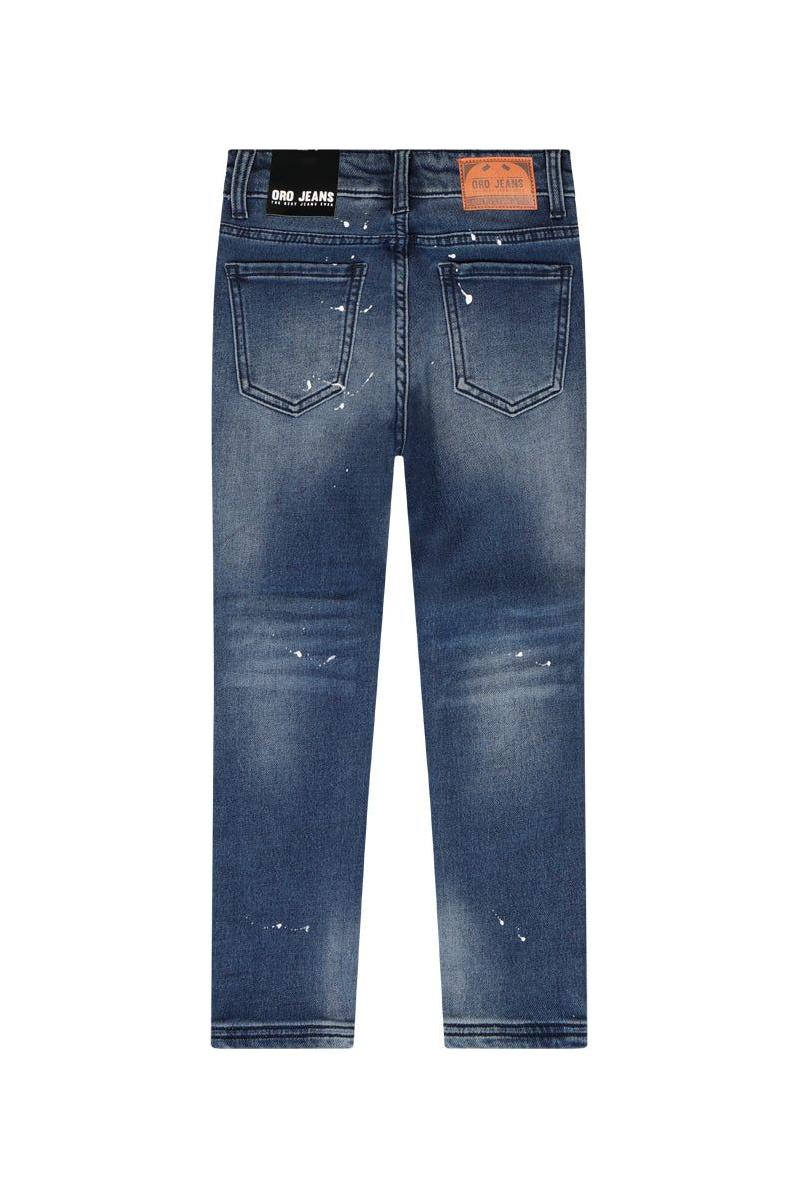 מכנסי ג'ינס ORO בעיצוב שטיפה לילדים Blue / 4Y