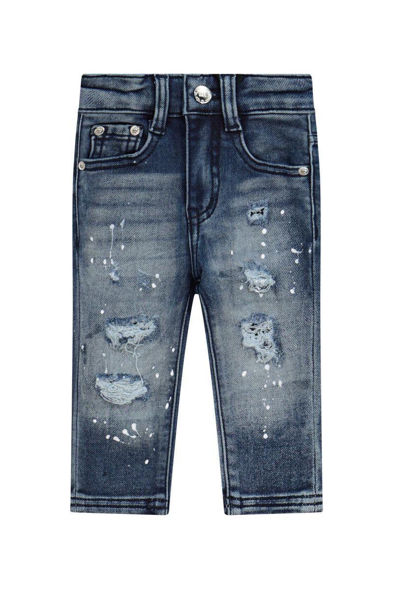 מכנסי ג'ינס ORO בעיצוב שטיפה לתינוקות Blue / 3-6M