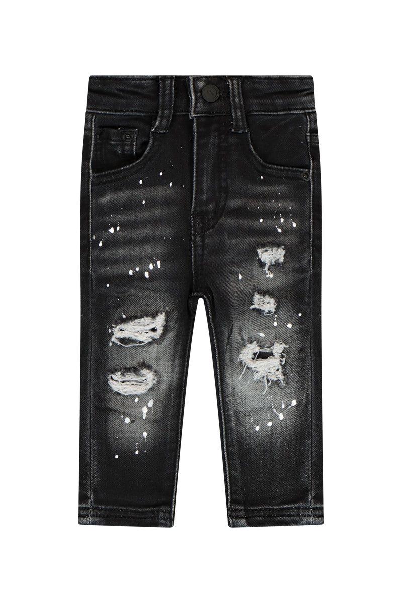 מכנסי ג'ינס ORO בעיצוב שטיפה לתינוקות Black / 3-6M