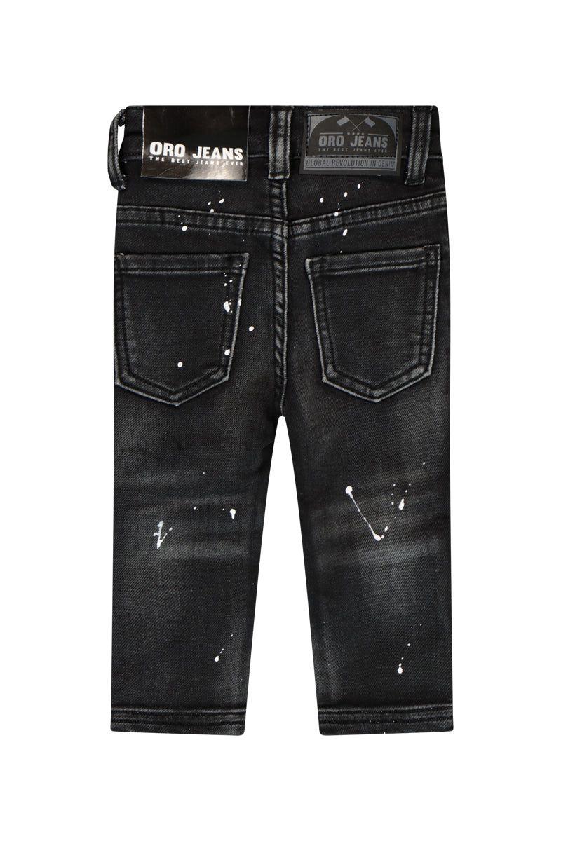 מכנסי ג'ינס ORO בעיצוב שטיפה לתינוקות Black / 3-6M