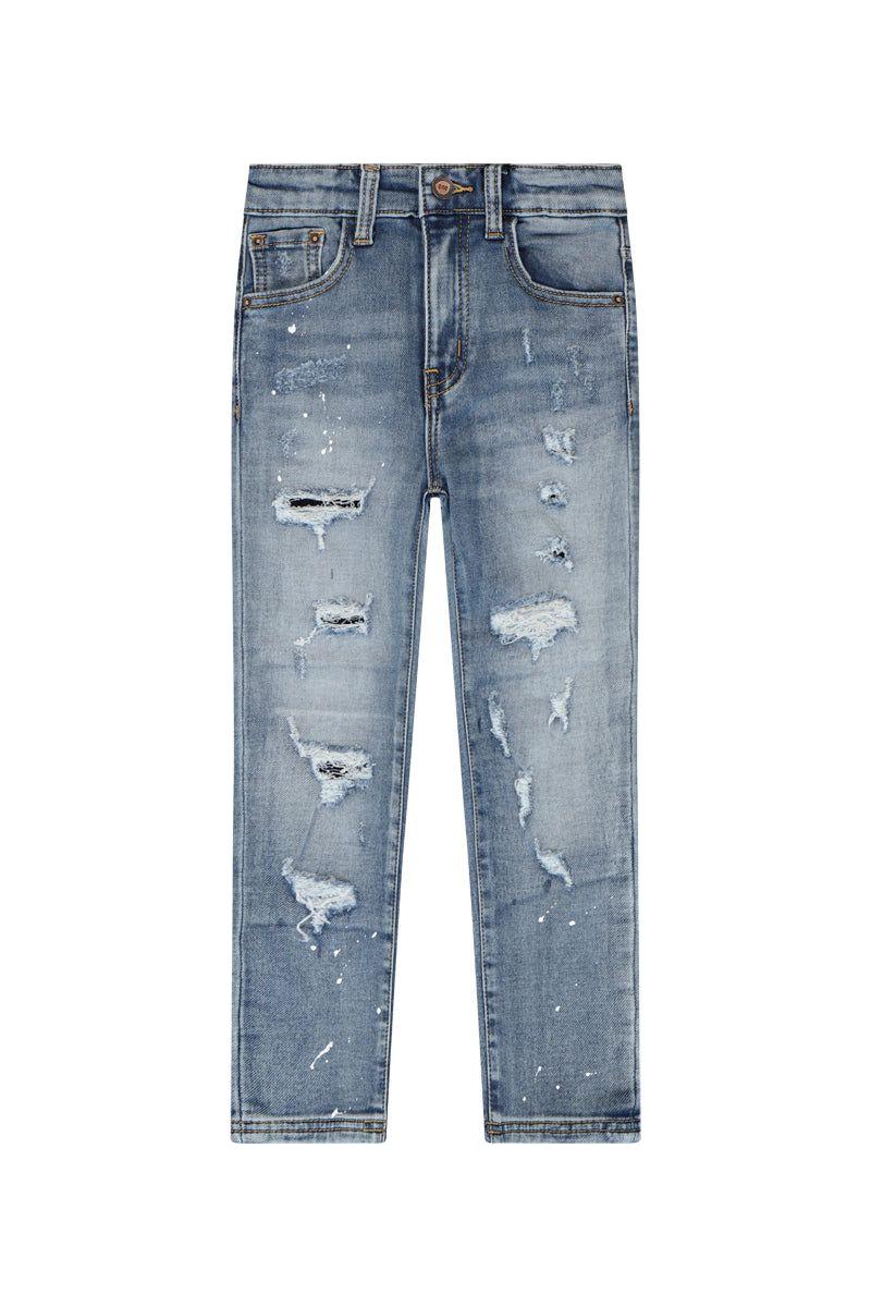מכנסי ג'ינס ORO קרעים לילדים Blue / 4Y